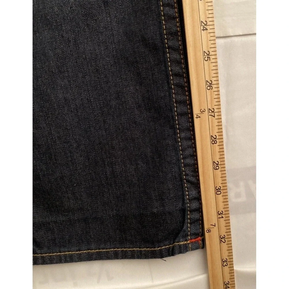 True Religion Jeans Men 36 33Straight Dark‎ Wash Red Stitching Plus Red TR Hat